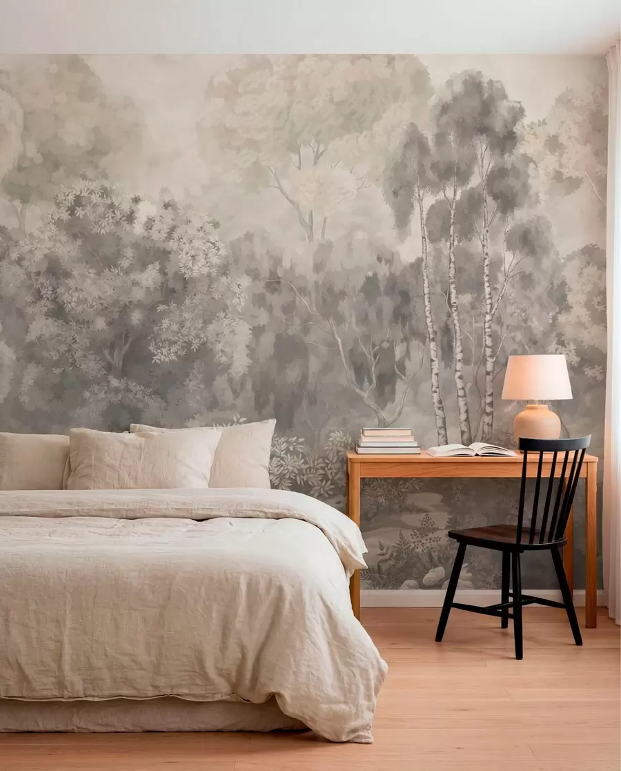 Wall Mural Photo Wallpaper Light-toned forest landscape with river w05542