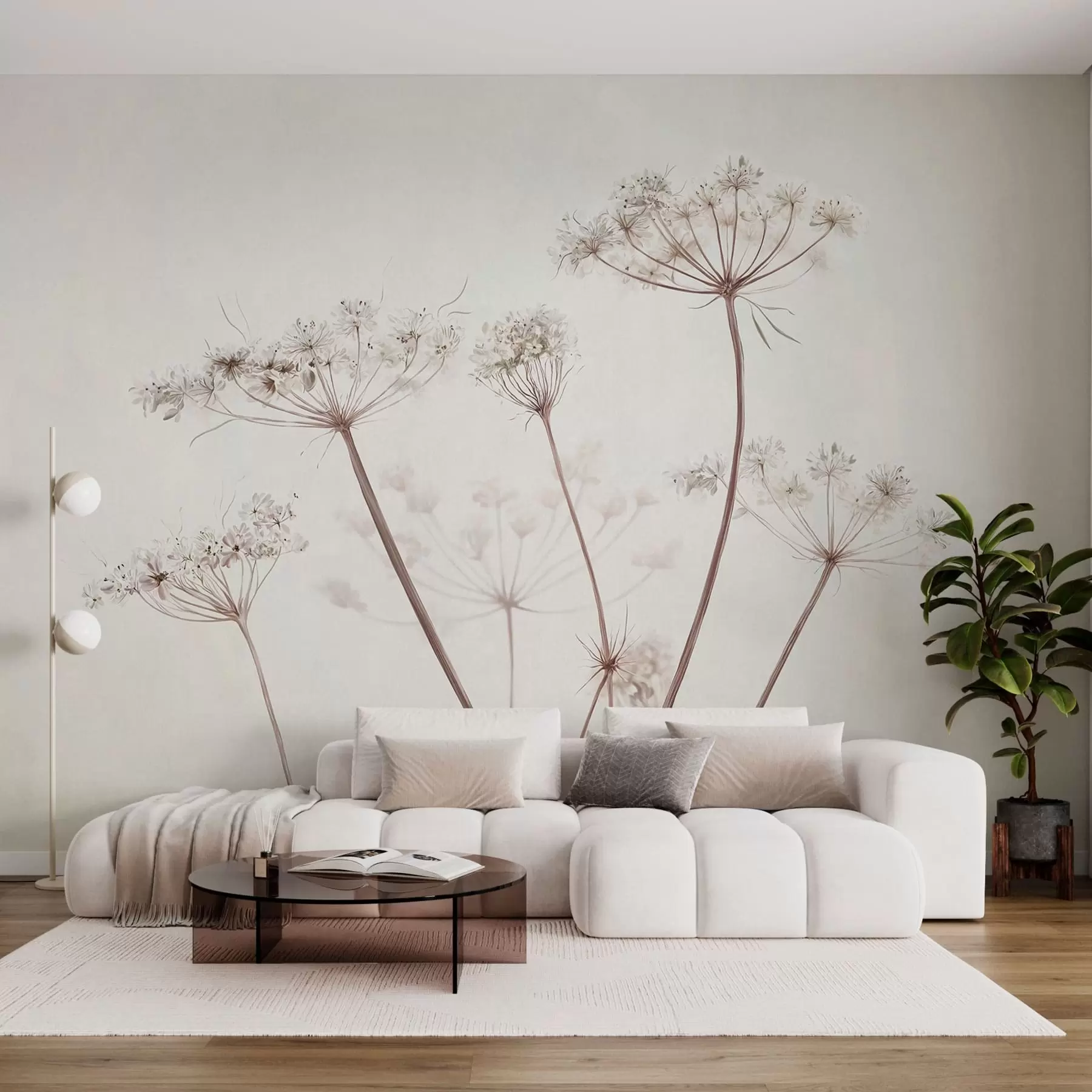 Wall Mural Photo Wallpaper Dried umbels on light minimal background w05543
