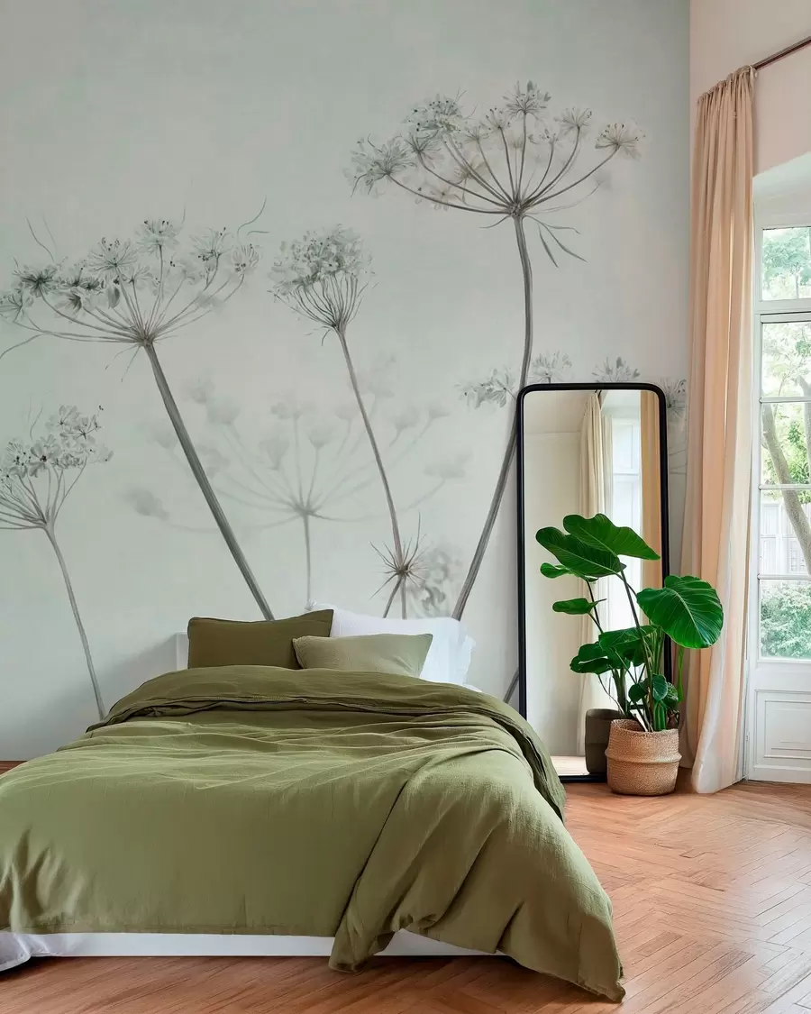 murales Umbelas finas sobre menta w05543v1