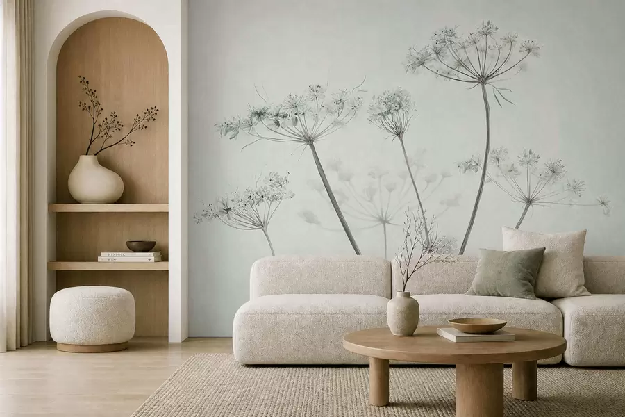 wall murals Delicate dried umbels on soft light background w05543v1