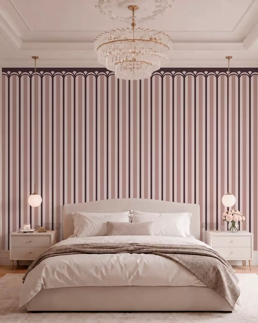 Wall Mural Photo Wallpaper Vertical ornament in cream and plum tones w05610v2