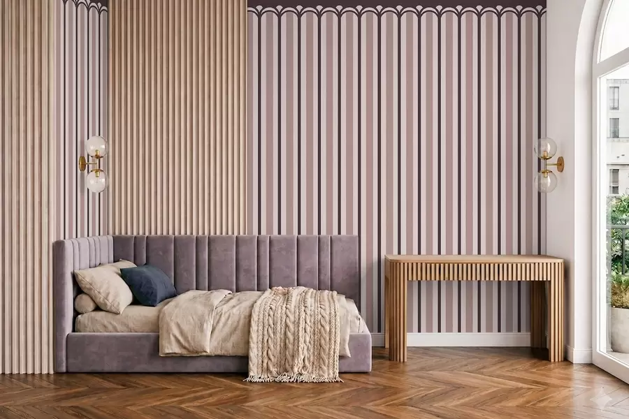 Wall Mural Photo Wallpaper Vertical ornament in cream and plum tones w05610v2