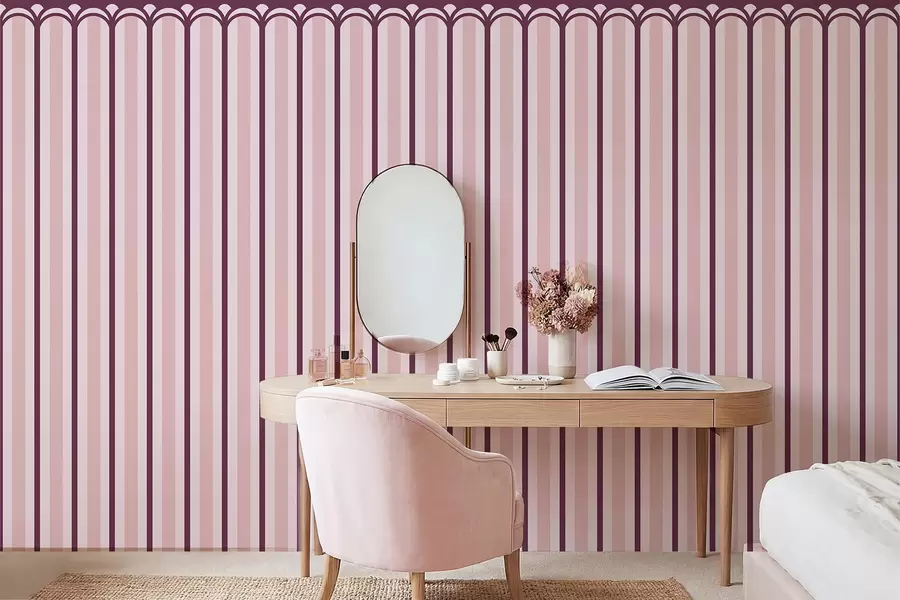 Wall Mural Photo Wallpaper Vertical ornament in pink and burgundy tones w05610v4