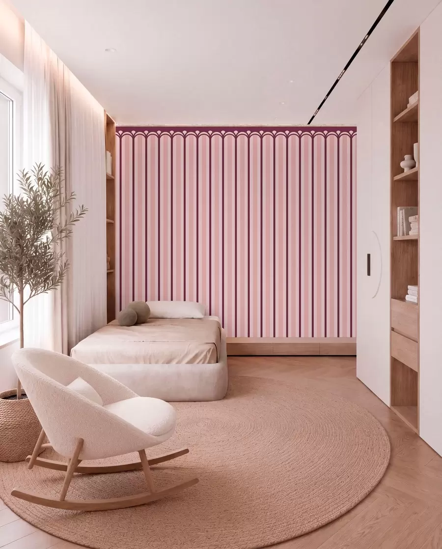 Wall Mural Photo Wallpaper Vertical ornament in pink and burgundy tones w05610v4