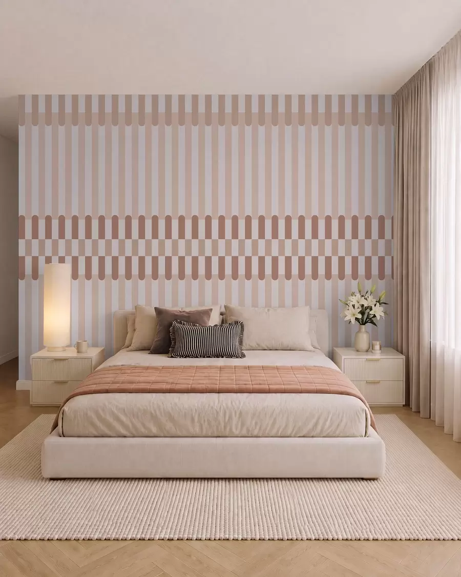 wall murals Striped pattern in light pink tones w05150v1