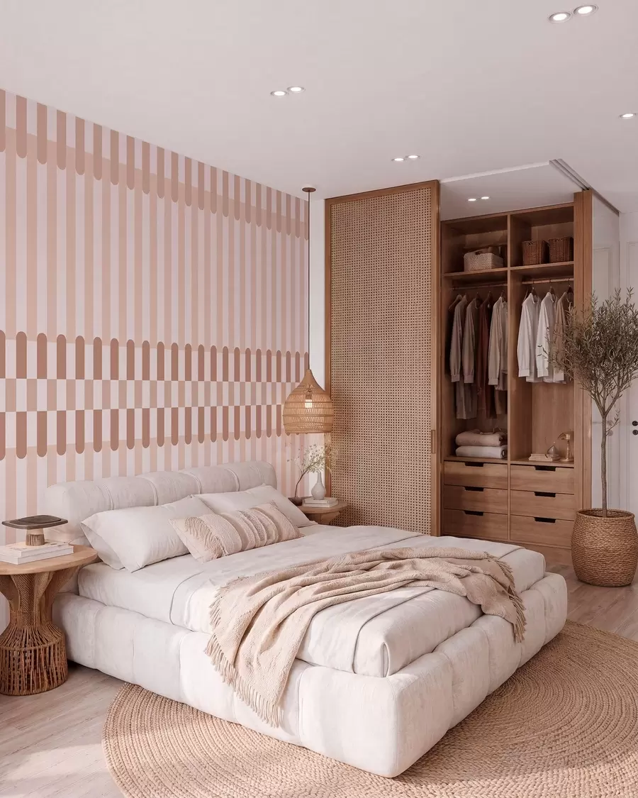 Wall Mural Photo Wallpaper Striped pattern in light pink tones w05150v1