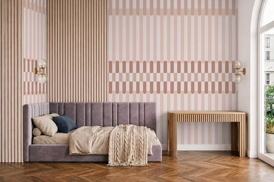 Wall Mural Photo Wallpaper Striped pattern in light pink tones w05150v1
