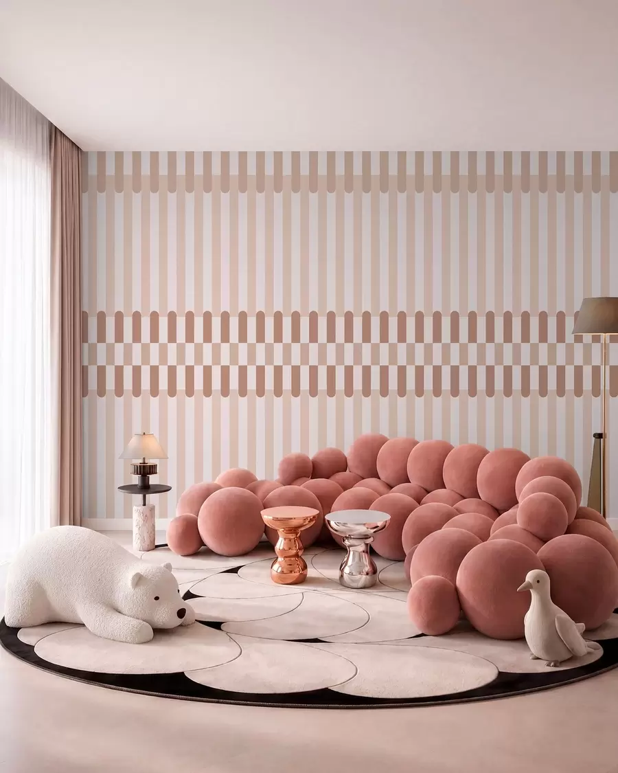 wall murals Striped pattern in light pink tones w05150v1