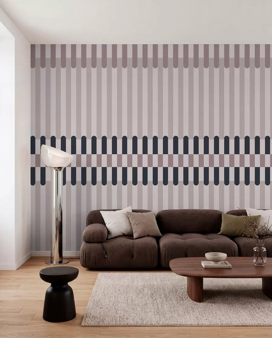 Wall Mural Photo Wallpaper Striped pattern in cream and dark blue tones w05150v2