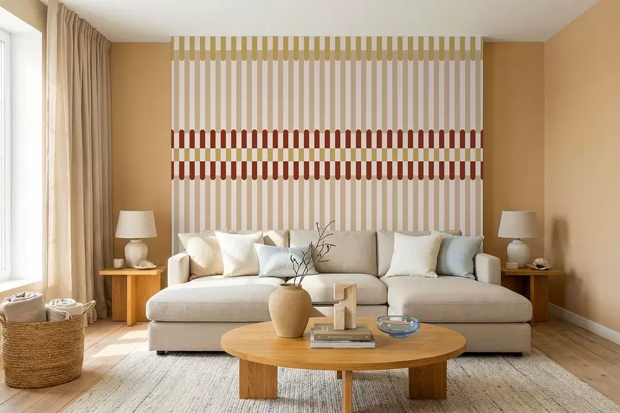 murales Diseño a rayas en tonos beige y terracota w05150v3