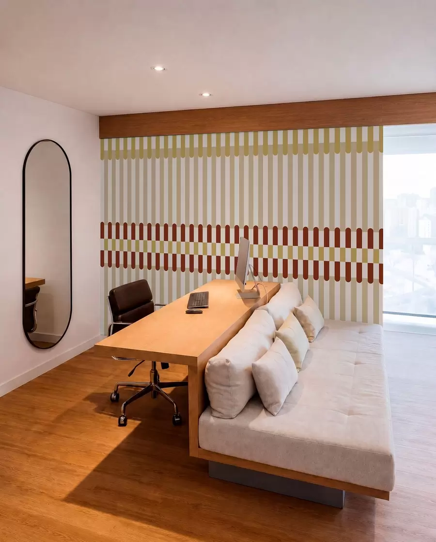 Wall Mural Photo Wallpaper Striped pattern in beige and terracotta tones w05150v3