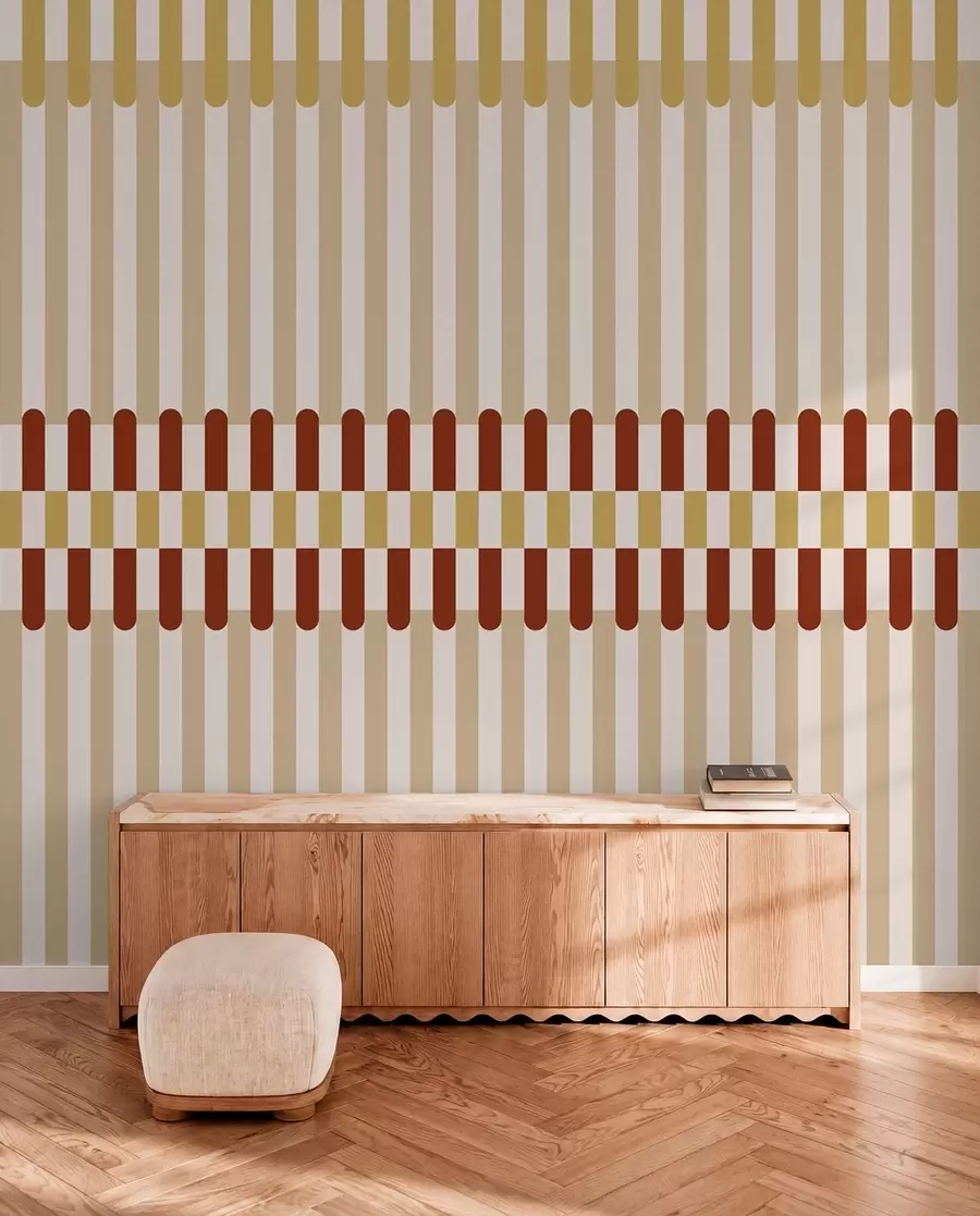 Wall Mural Photo Wallpaper Striped pattern in beige and terracotta tones w05150v3