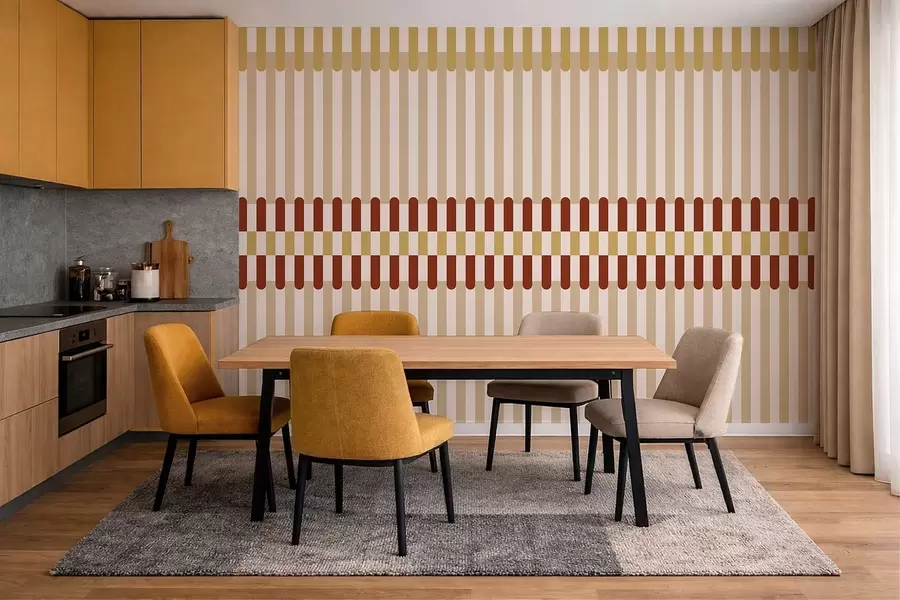Wall Mural Photo Wallpaper Striped pattern in beige and terracotta tones w05150v3