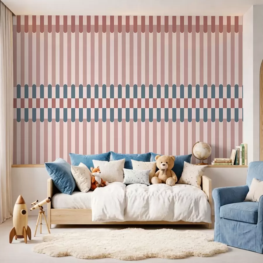 murais de parede Padrão às riscas em tons de rosa e azul w05150v5