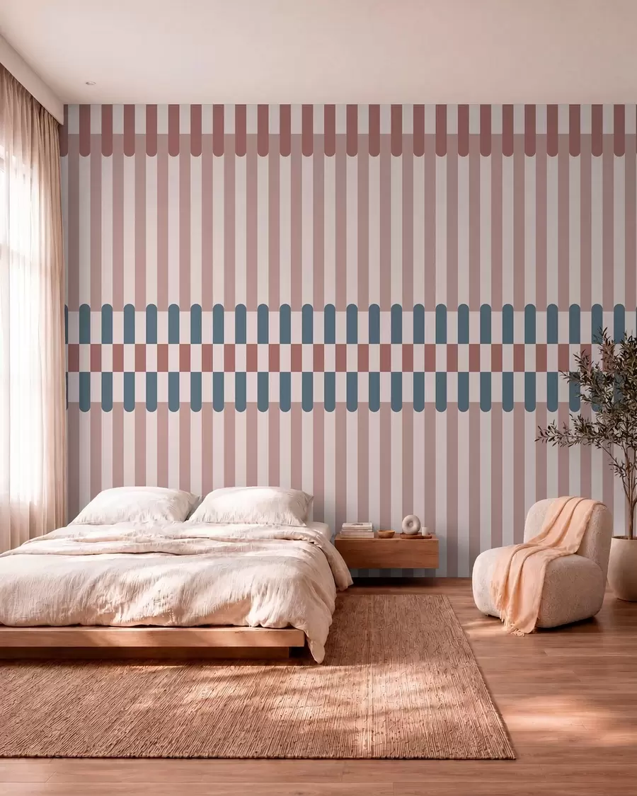 wall murals Striped pattern in pink and blue tones w05150v5