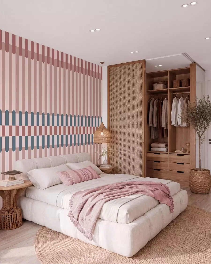 Wall Mural Photo Wallpaper Striped pattern in pink and blue tones w05150v5