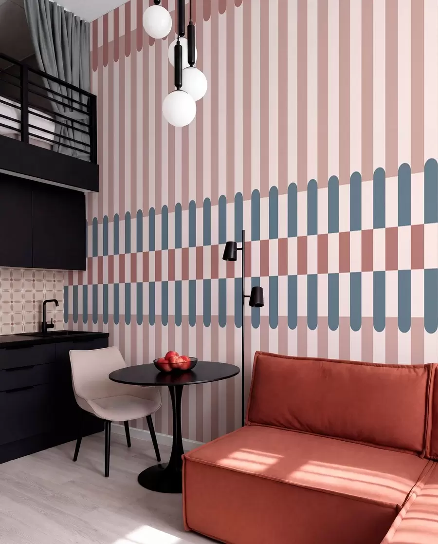 Wall Mural Photo Wallpaper Striped pattern in pink and blue tones w05150v5