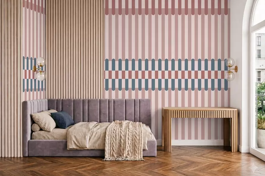 Wall Mural Photo Wallpaper Striped pattern in pink and blue tones w05150v5
