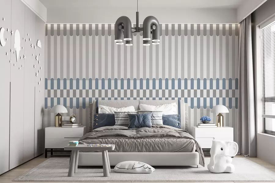 Wall Mural Photo Wallpaper Striped pattern in gray and blue tones w05150v6
