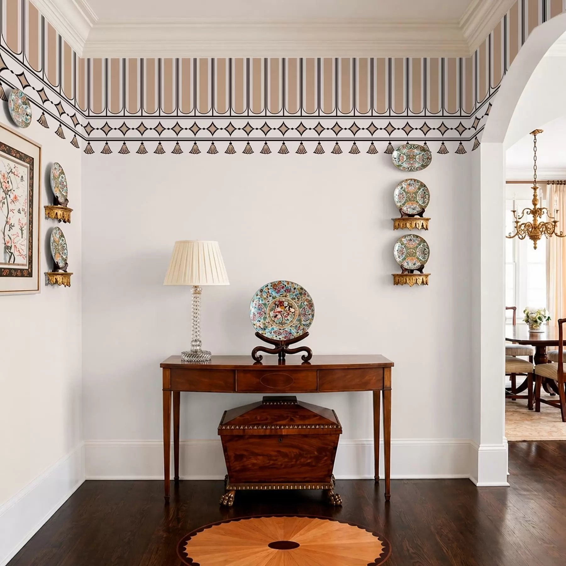 Wall Mural Photo Wallpaper Ornamental border in beige shades w05151