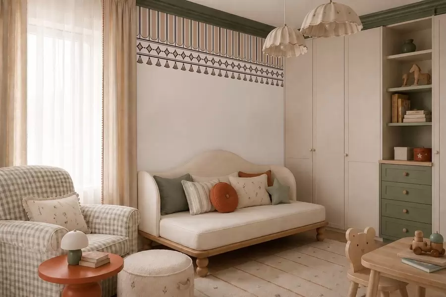murais de parede Borda decorativa em tons de bege w05151