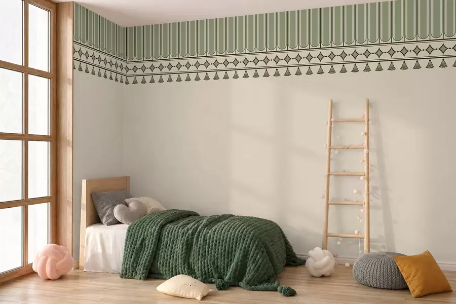 murales Borde decorativo en tonos verdes w05151v1