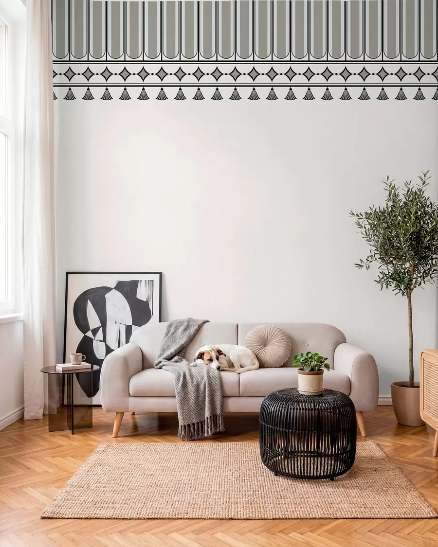 wall murals Ornamental border in green and gray shades w05151v2