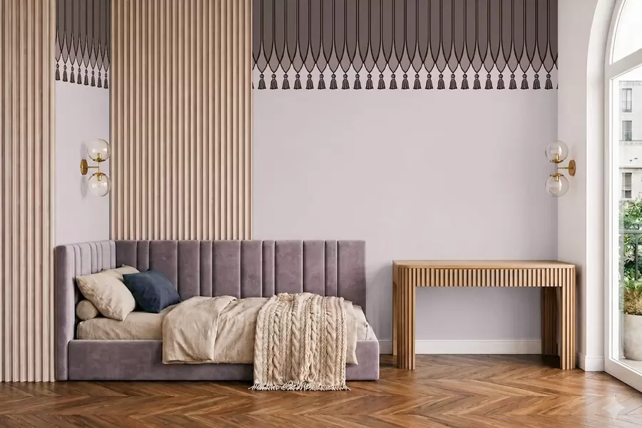 Wall Mural Photo Wallpaper Decorative border with tassels in lilac tones w05544v1