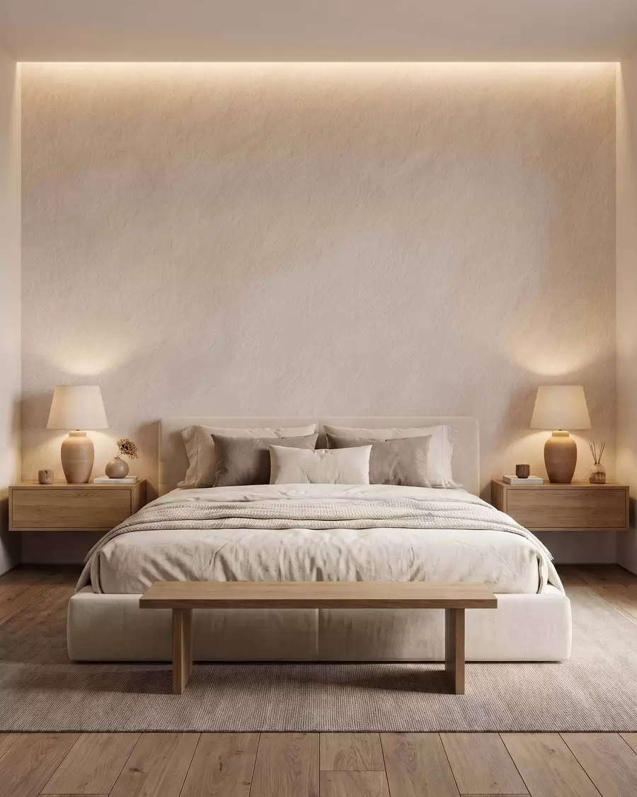 peintures murales Fond beige clair imitant le plâtre décoratif, style minimaliste, texture pierre w09800