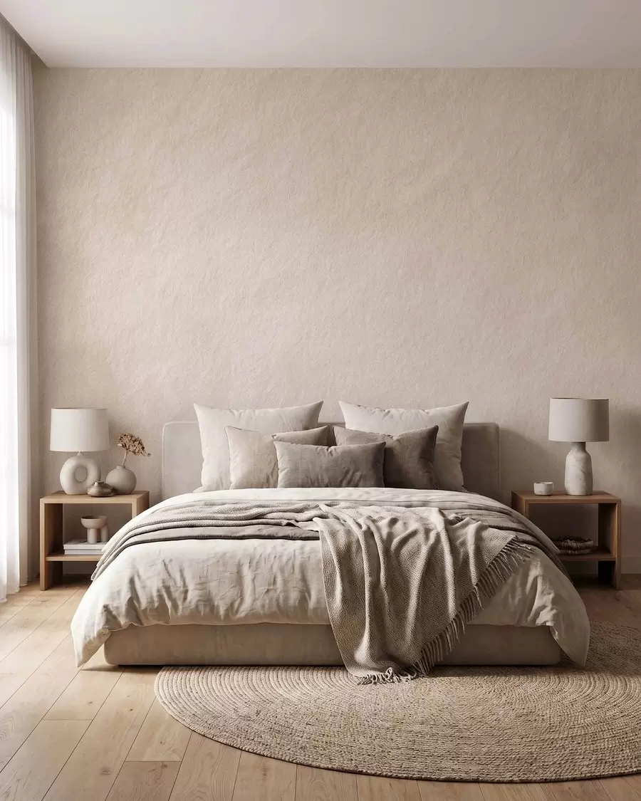 wall murals Light beige background in decorative plaster style, minimalism, stone texture w09800