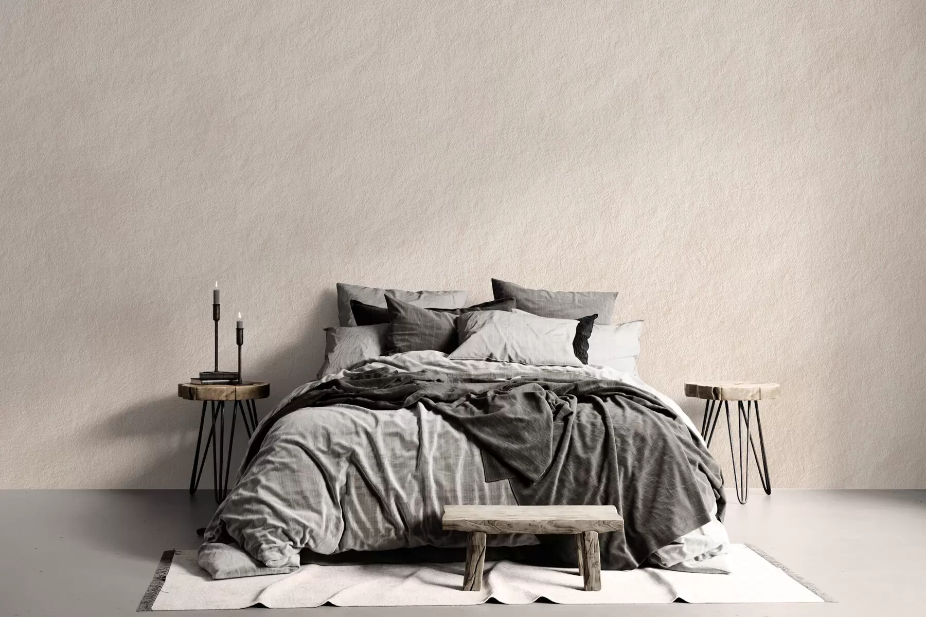 murais de parede Fundo bege claro com efeito de gesso decorativo, estilo minimalista, textura de pedra w09800