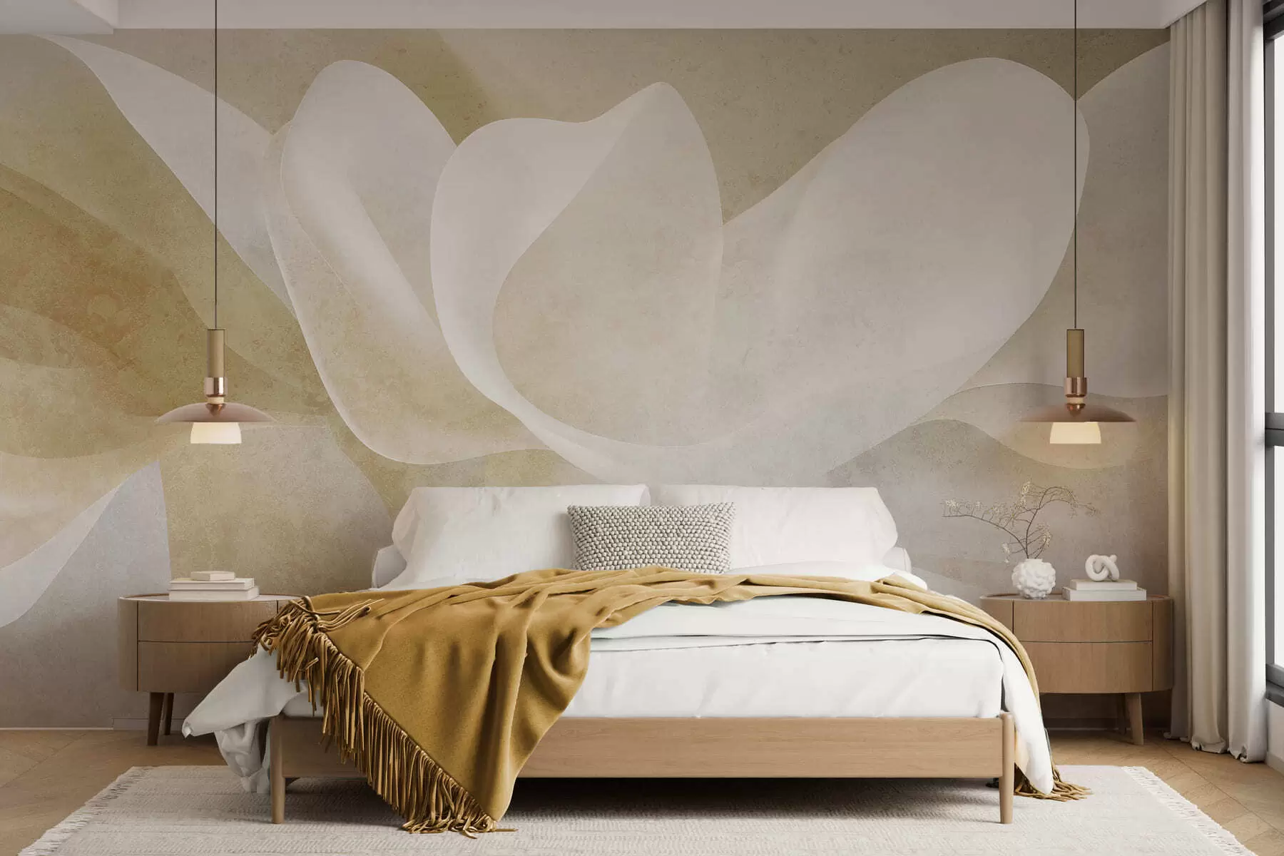 peintures murales Pétales abstraits aux couleurs pastel, composés de couches douces et translucides, dans un style aquarelle w05603