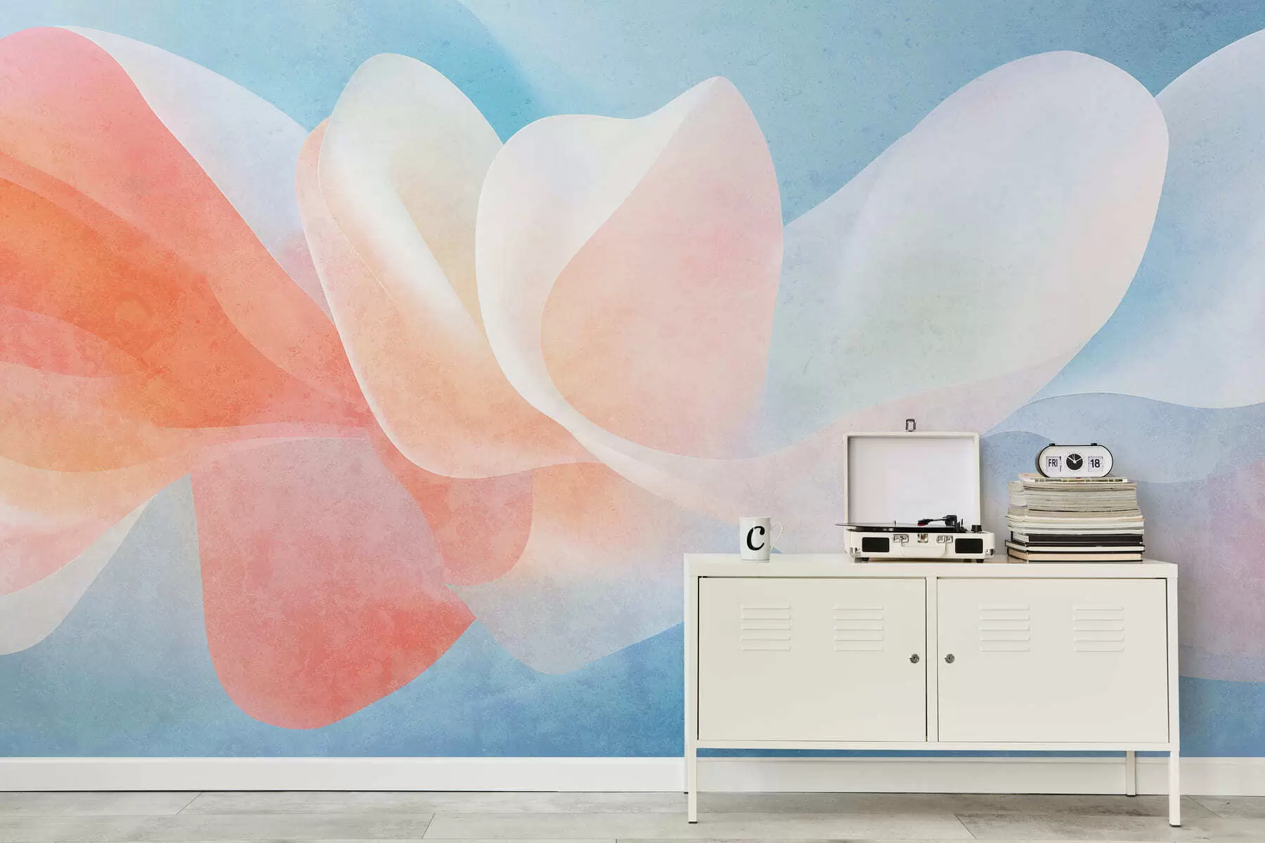 wall murals Abstract color petals with soft translucent layers in watercolor style w05603v1