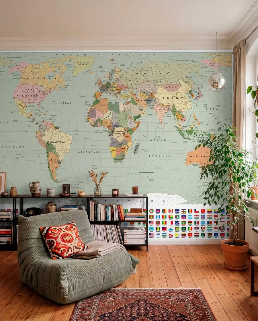 peintures murales Monde en polonais — vert c00004plv1