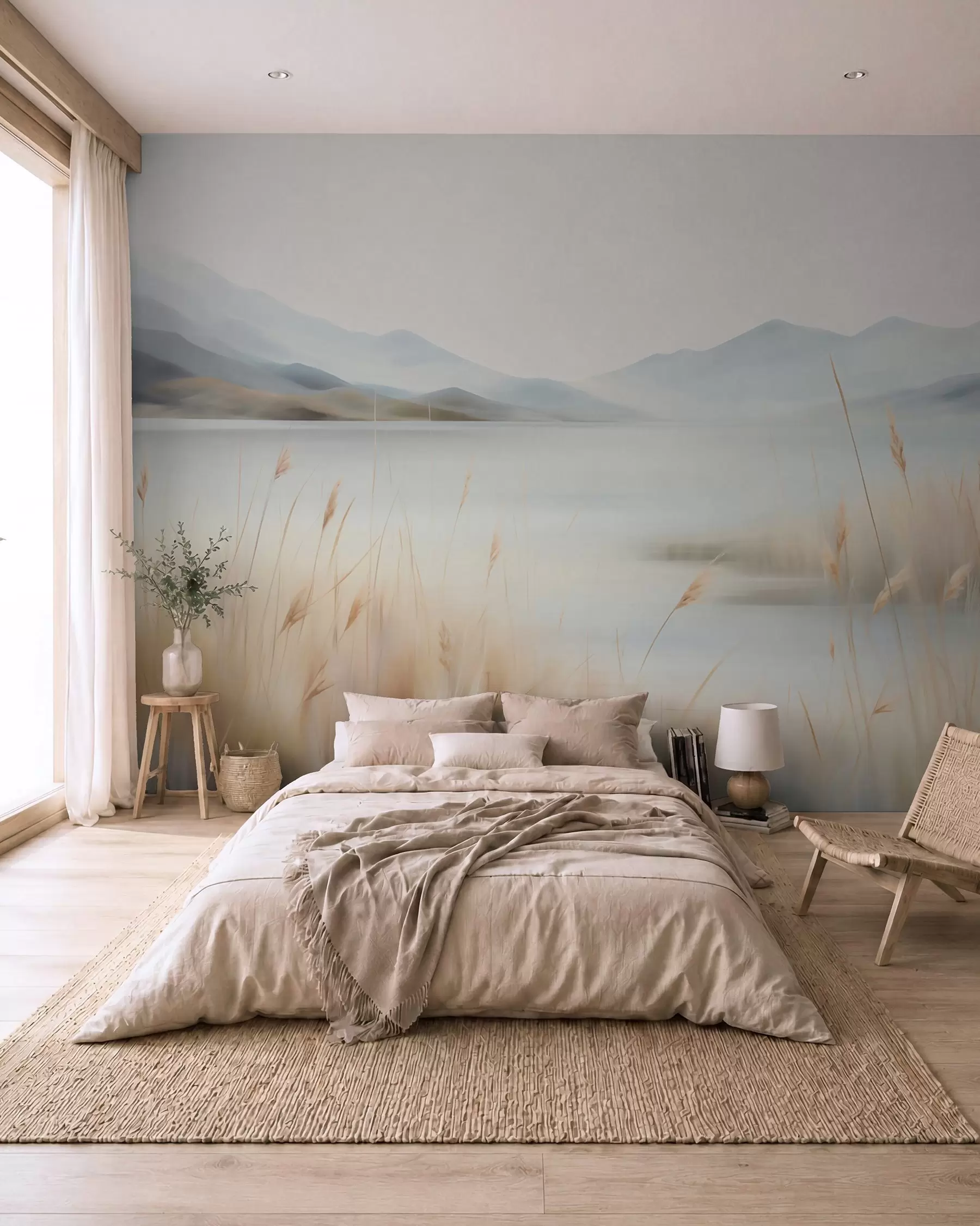 Wall Mural Photo Wallpaper Abstract landscape of mountains and lake w05584