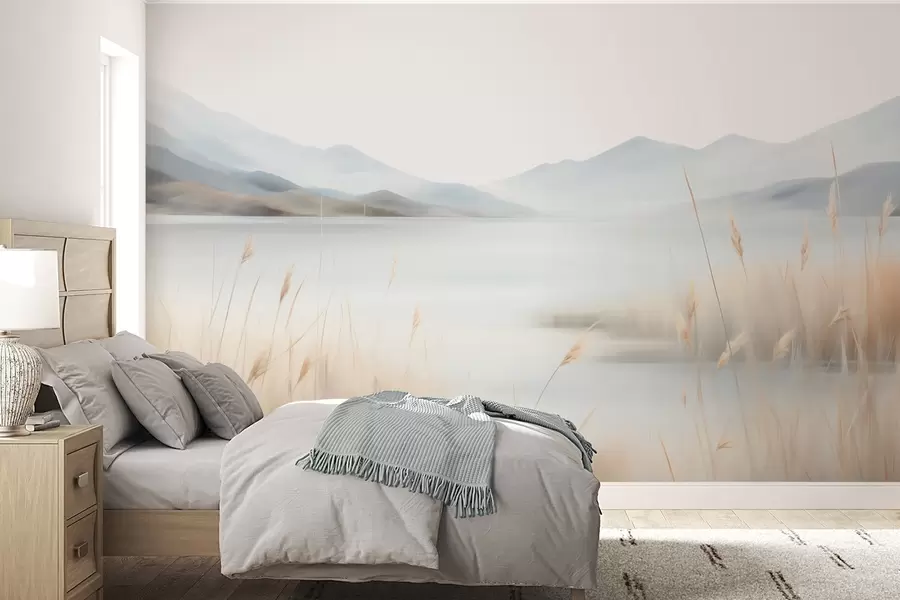 peintures murales Paysage abstrait de montagnes et d'un lac w05584