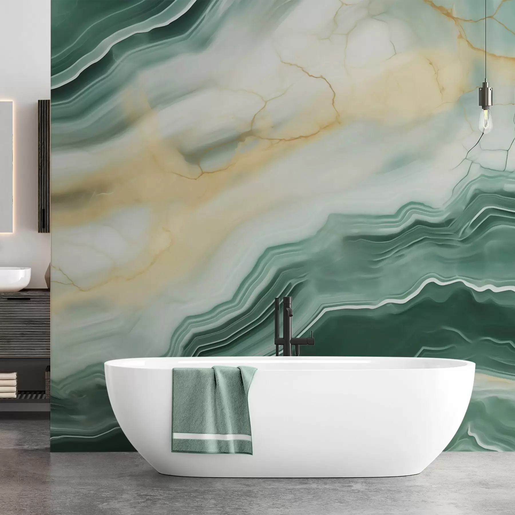 Wall Mural Photo Wallpaper Imitation of abstract marble texture pattern, shades of green and yellow w05587