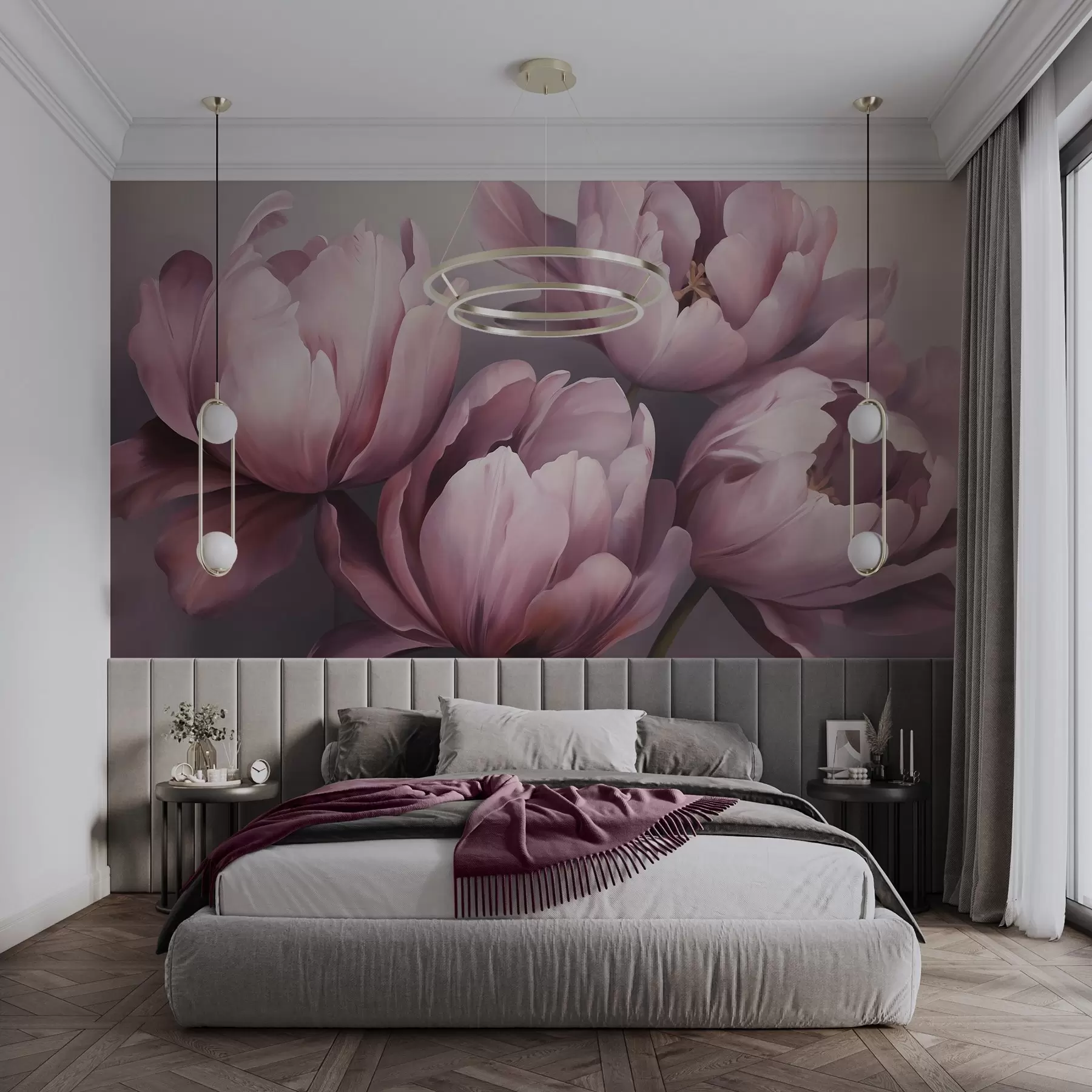 Wall Mural Photo Wallpaper Abstract tulips imitation painting w05593