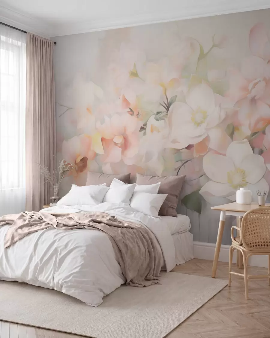 peintures murales Fleurs abstraites délicates, imitation de peinture w05594