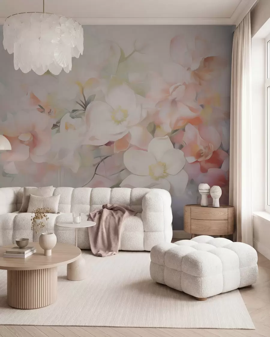 peintures murales Fleurs abstraites délicates, imitation de peinture w05594