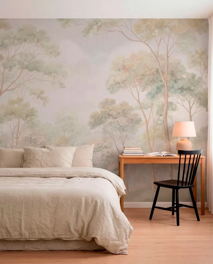 Wall Mural Photo Wallpaper Light forest scene with tall trees w05624