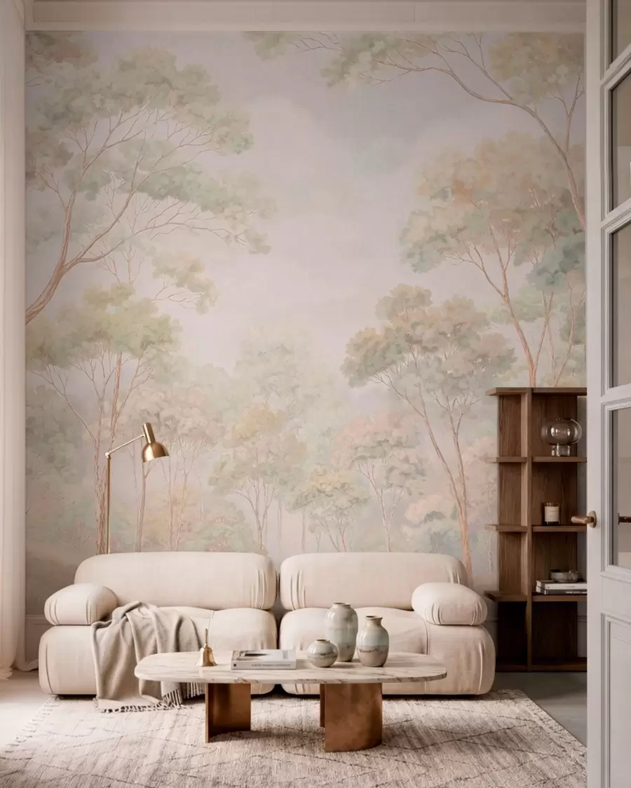 Wall Mural Photo Wallpaper Light forest scene with tall trees w05624