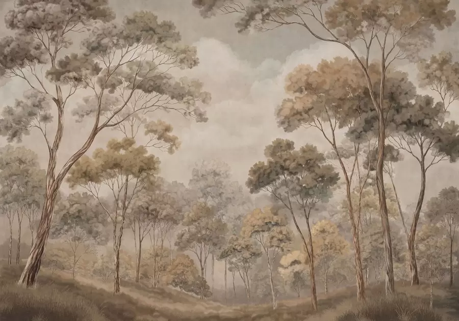 wall murals Warm forest landscape in natural tones w05624v2