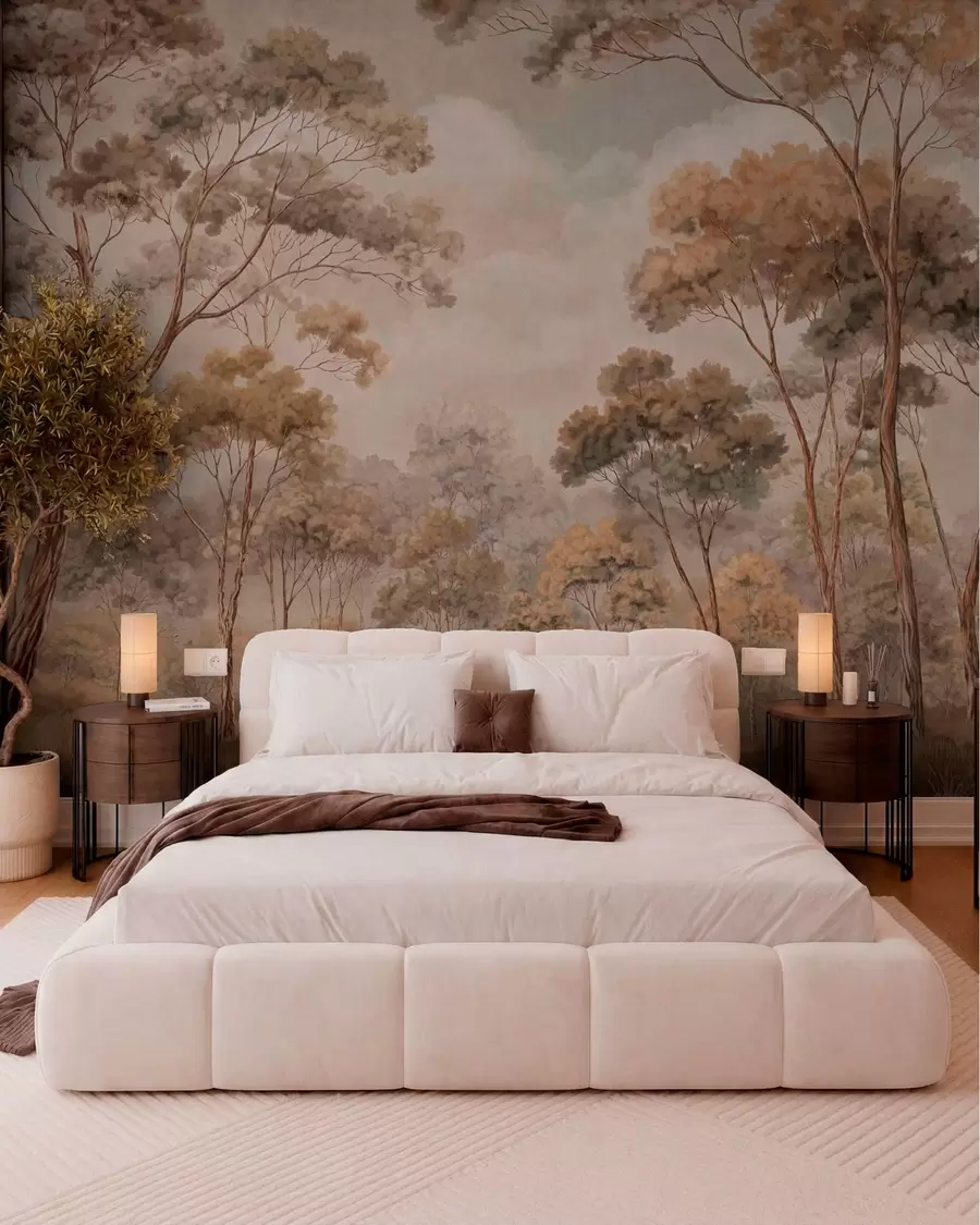 wall murals Warm forest landscape in natural tones w05624v2