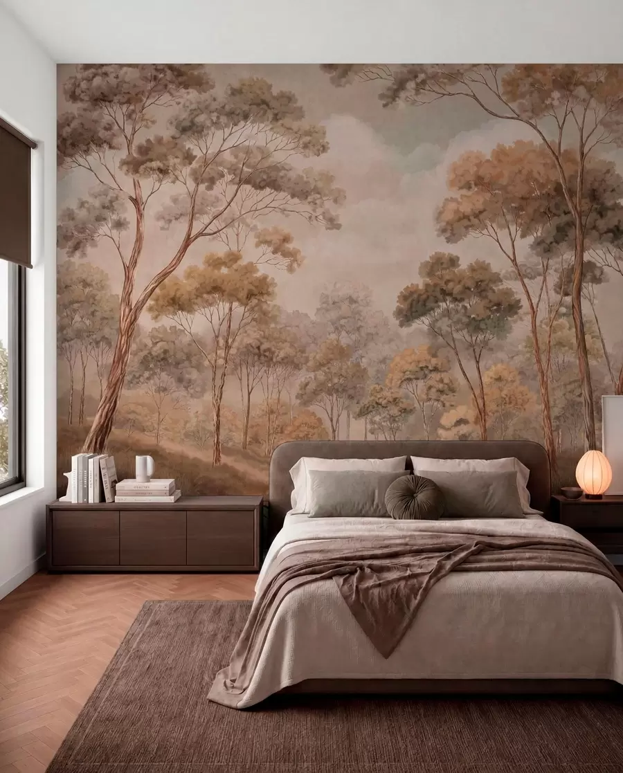 wall murals Warm forest landscape in natural tones w05624v2