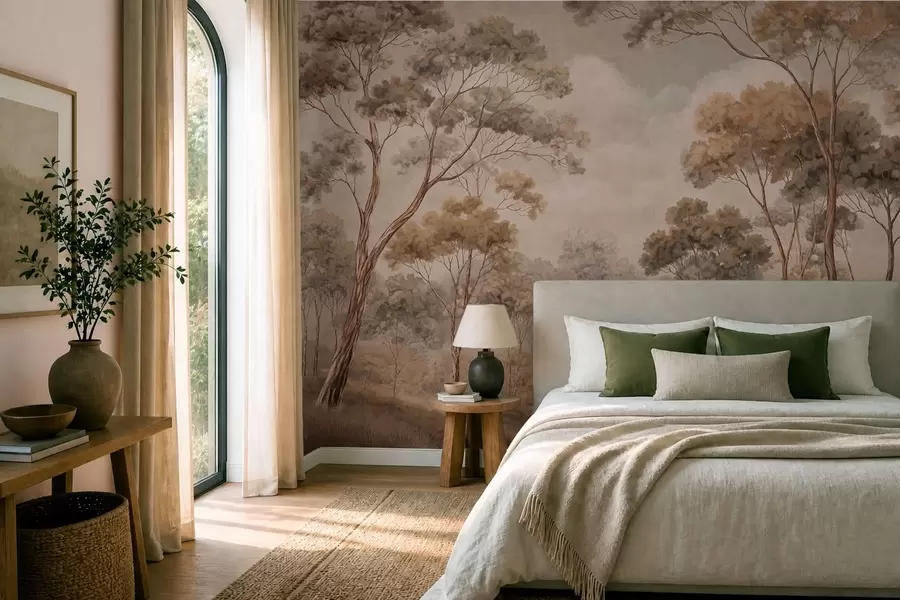 Wall Mural Photo Wallpaper Warm forest landscape in natural tones w05624v2