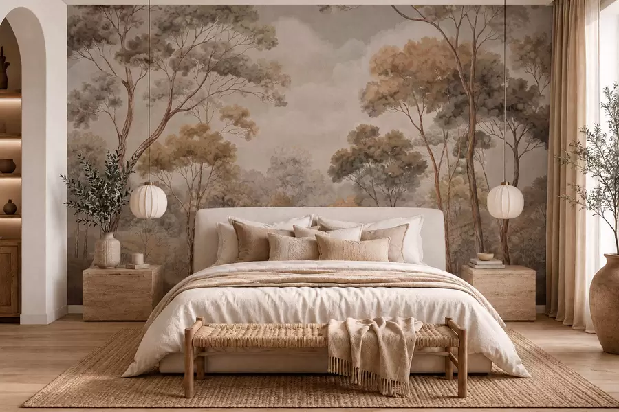 Wall Mural Photo Wallpaper Warm forest landscape in natural tones w05624v2