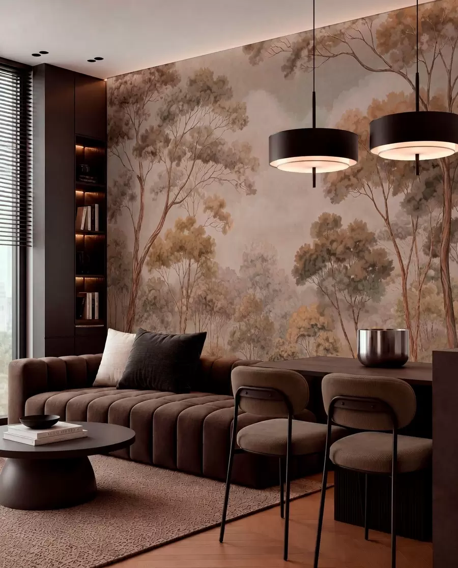 wall murals Warm forest landscape in natural tones w05624v2