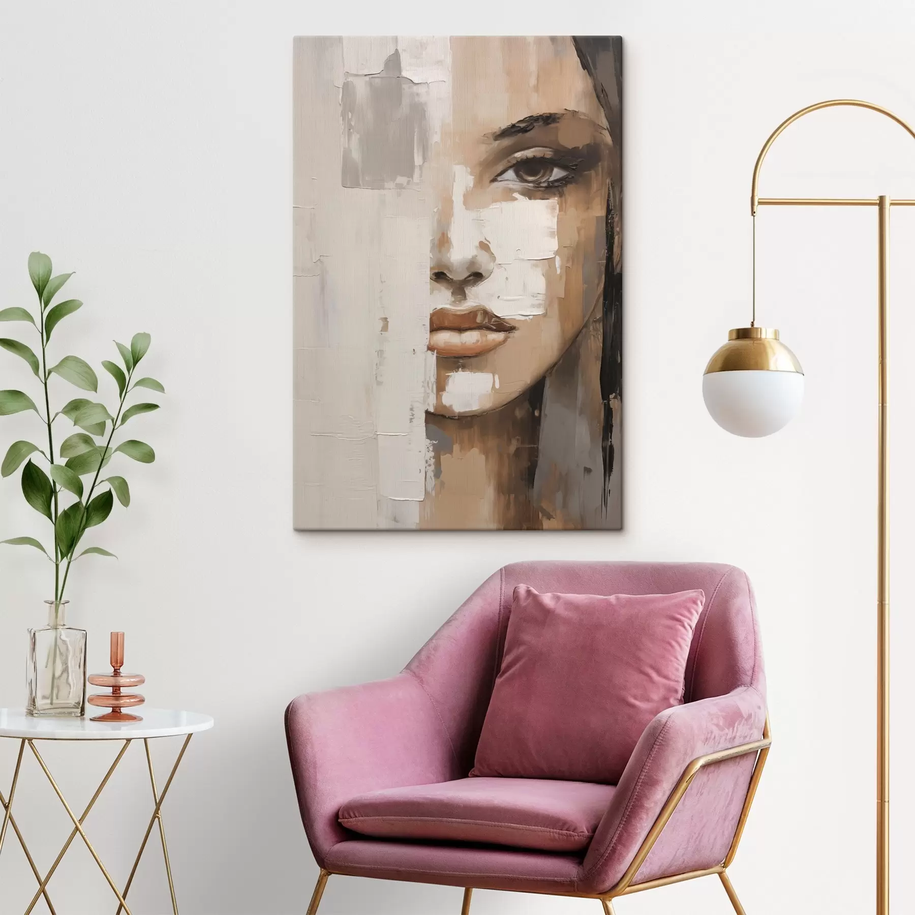 wall murals Abstract female portrait imitation of painting s49076