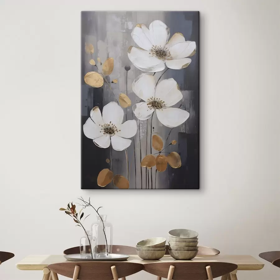 wall murals Abstraction with flowers imitation of painting s49077